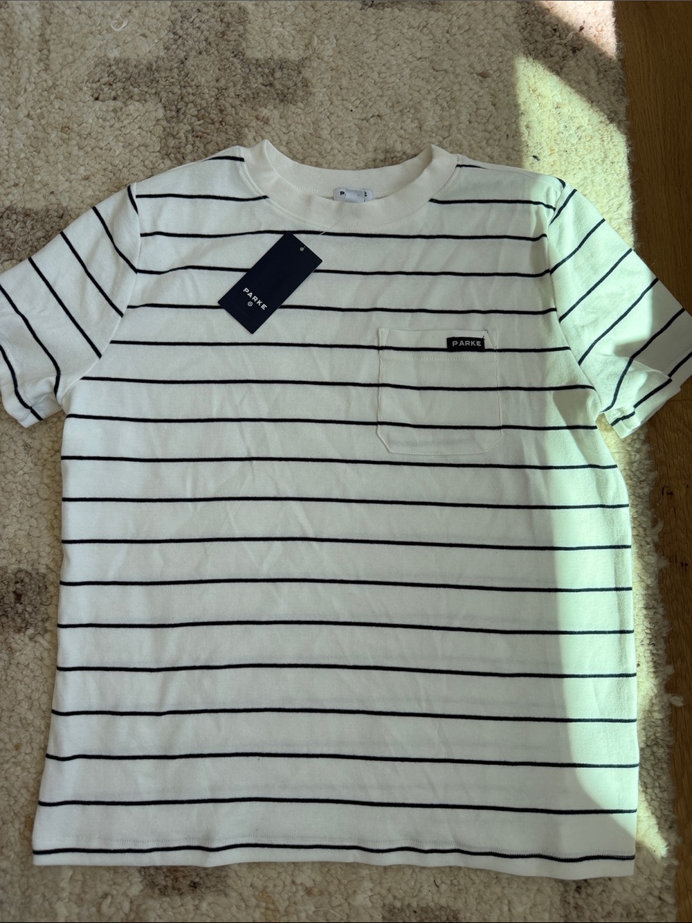 PARKE x Target White & Black Striped Pocket Tee
